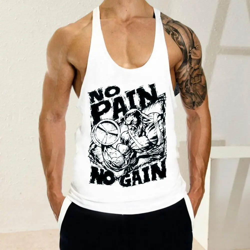 Men Summer Vest Sleeveless Slim Fit Hip Hop Letter Print Soft Stretchy U Neck Casual Fitness Muscle Workout Vest Men Tank Top