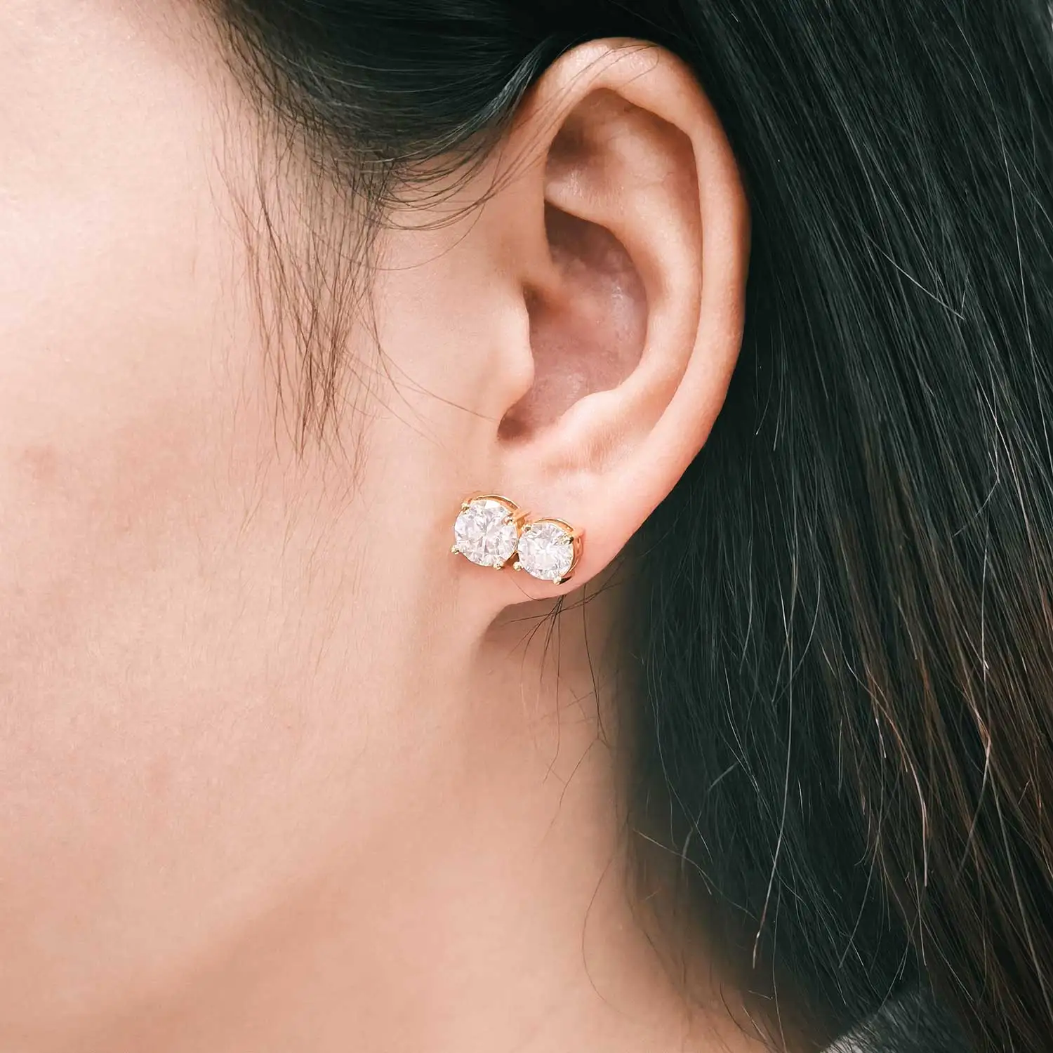 

ICEBLING Moissanite S925 Toi et Moi Stud Earrings 7mm-6mm Twin Rounds VVS Sterling Silver Earring Men Women Couple Gift