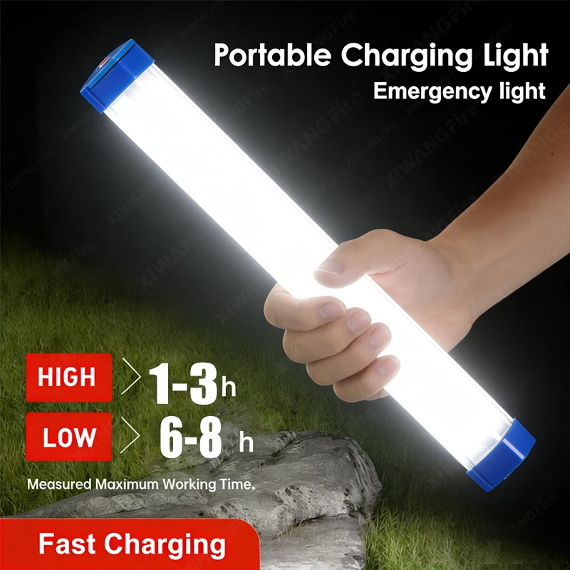 Lámpara LED Recargable USB 5V, Luz de Emergencia, Portátil, Magnética, para Camping, Mercado Nocturno, Vehículos, Tira Rígida