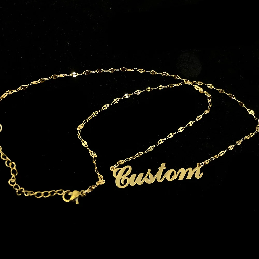 Custom Naam Vrouwen Ketting Armband Set Rvs Sieraden Gepersonaliseerde Brief Hanger Mode Gouden Ketting Moederdag Cadeaus