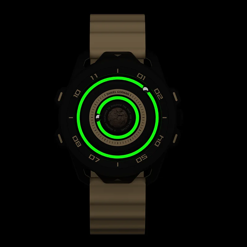 DANIEL GORMAN Red Planet Design Orologio al quarzo da uomo Orologio da polso sportivo luminoso impermeabile con puntatori magnetici DG0525