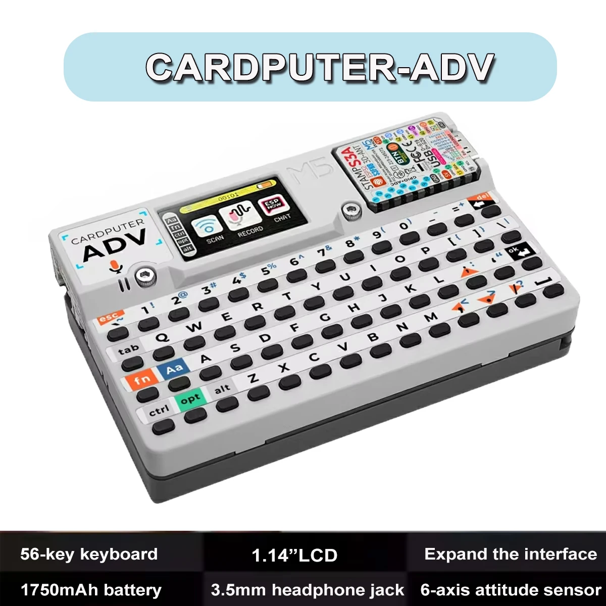 

M5stack Official Cardputer Adv Version ESP32 Portable Computer M5StampS3A Development Kit 1.14 Inch Screen 56 Key Keyboard Card