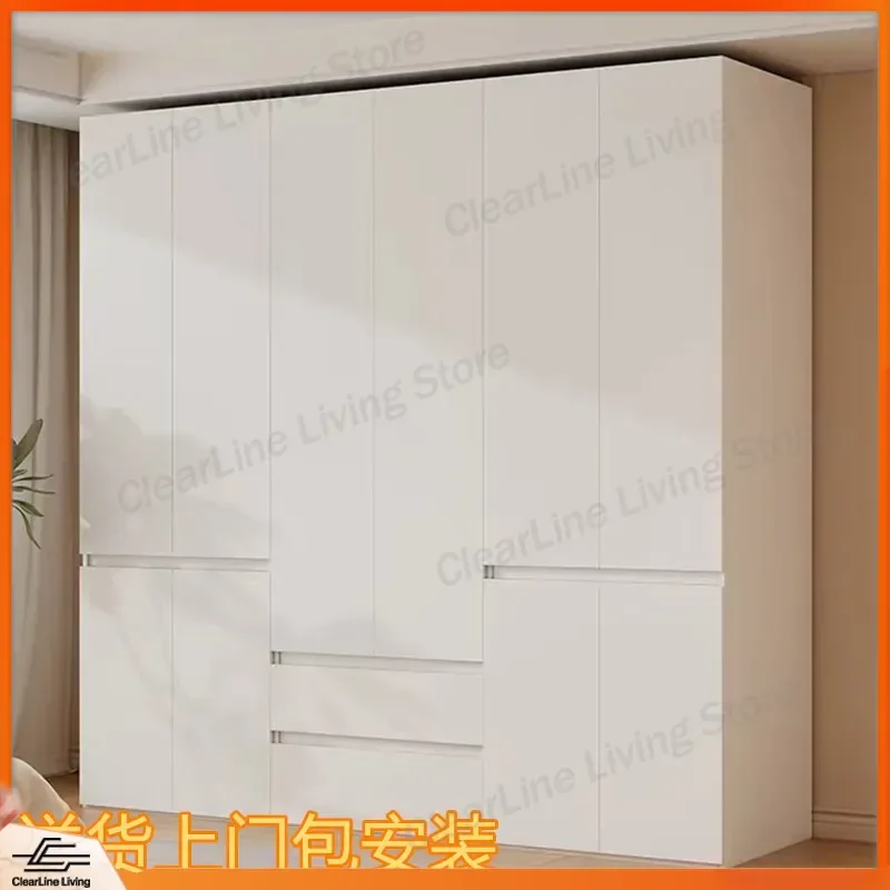 for One Door to the Top Pure Solid Wood Wardrobe Household Bedroom Free Handle Large Capacity Hanging Wardrobe Segmented