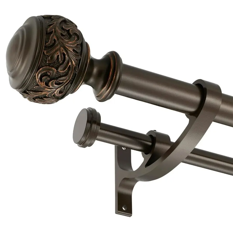 

Curtain Rod, 1 inch Window Telescoping Drapery Double Rod 72 to 144 Inches 612 Feet, Classical Ball Finials,Premium Aluminum Bra
