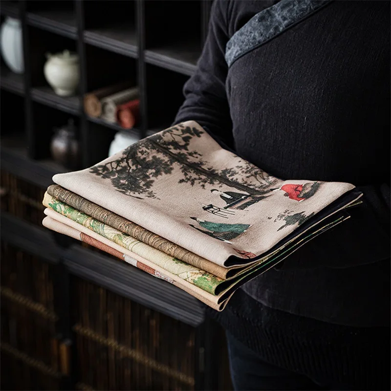 National Trend Ancient Painting Thousand Li of Rivers and Mountains Waterproof Travel Tea Pot Cup Mat Personal Tea Table Runner