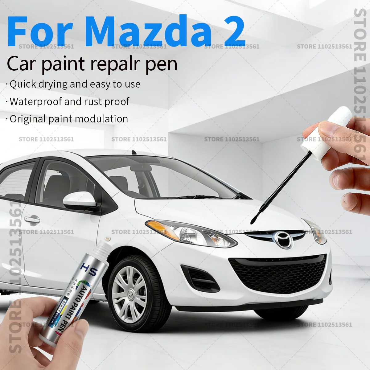 Ручка для ремонта автомобильной краски для Mazda 2, аксессуары для ремонта царапин, полуметаллический серый, глубокий кристально-синий, арктический белый, черный цвет Jet Black