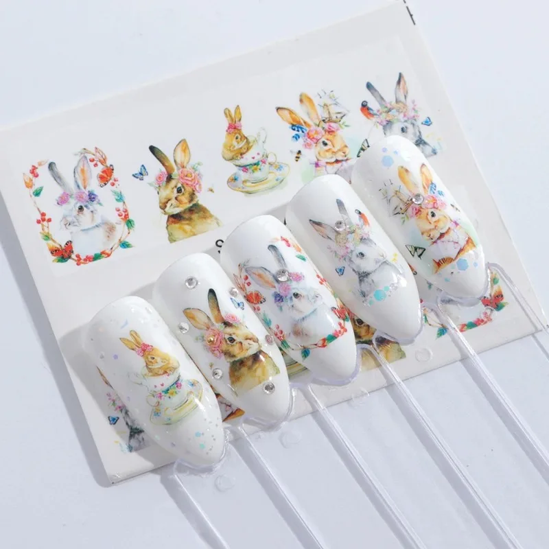 Juego de 1 pieza de pegatinas para uñas con estampado de animales a la moda, pegatinas al agua, flamencos, jirafas, arte de uñas opcional, decoración de uñas