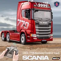 HUINA 1/18 19CH RC Truck 1501 770S Scania Alloy Tractor 2.4G Remote Control Engineering Trailer Truck with Light and Sound Toys