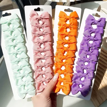 5 sztuk/zestaw solidne spinki do włosów dla dzieci rypsowa wstążka kokardy spinki do włosów butik ręcznie robione nakrycia głowy dziewczyny akcesoria do włosów dla dzieci