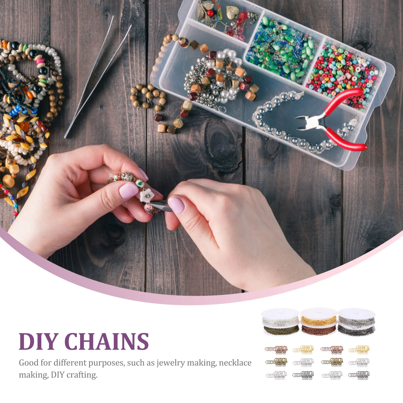 1 set Flat Pressing Cross Chain Jewelry Making DIY Chains Iron Alloy Necklace Bracelet Earring Kit Lobster Clasps Jump Rings
