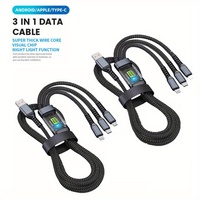 3 In 1 Type C Cable Fast Charging 1.2m/4ft Nylon Braided USB C Charging Cable with Type-C Micro USB IP Port For Iphone Samsung