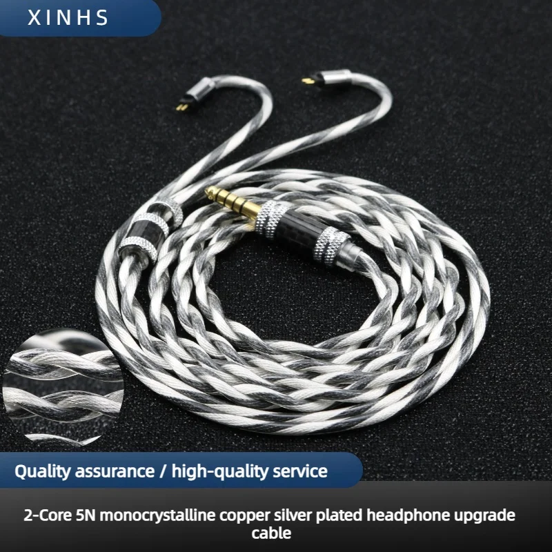 

XINHS 2-Core Silver Black 5N Monocrystalline Copper Silver Plated Headphone Upgrade Cable MMCX/2Pin 3.5/2.5/4.4mm for HOLA Zero