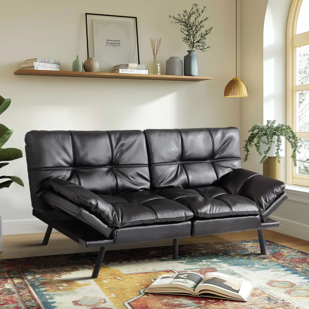 

Convertible Memory Foam Sofa Bed with Adjustable Backrest & Armrest, Modern Futon Couch for Living Room, Office