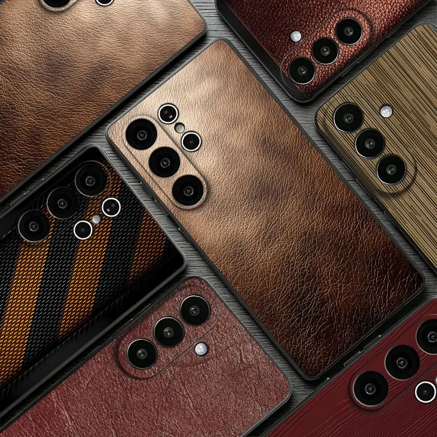 Gradient Faux Leather Print Case for Samsung Galaxy S26 S24 Ultra S23 S25 Edge S21 Plus S20 FE Note 20 10 Ultra S22 Phone Cover