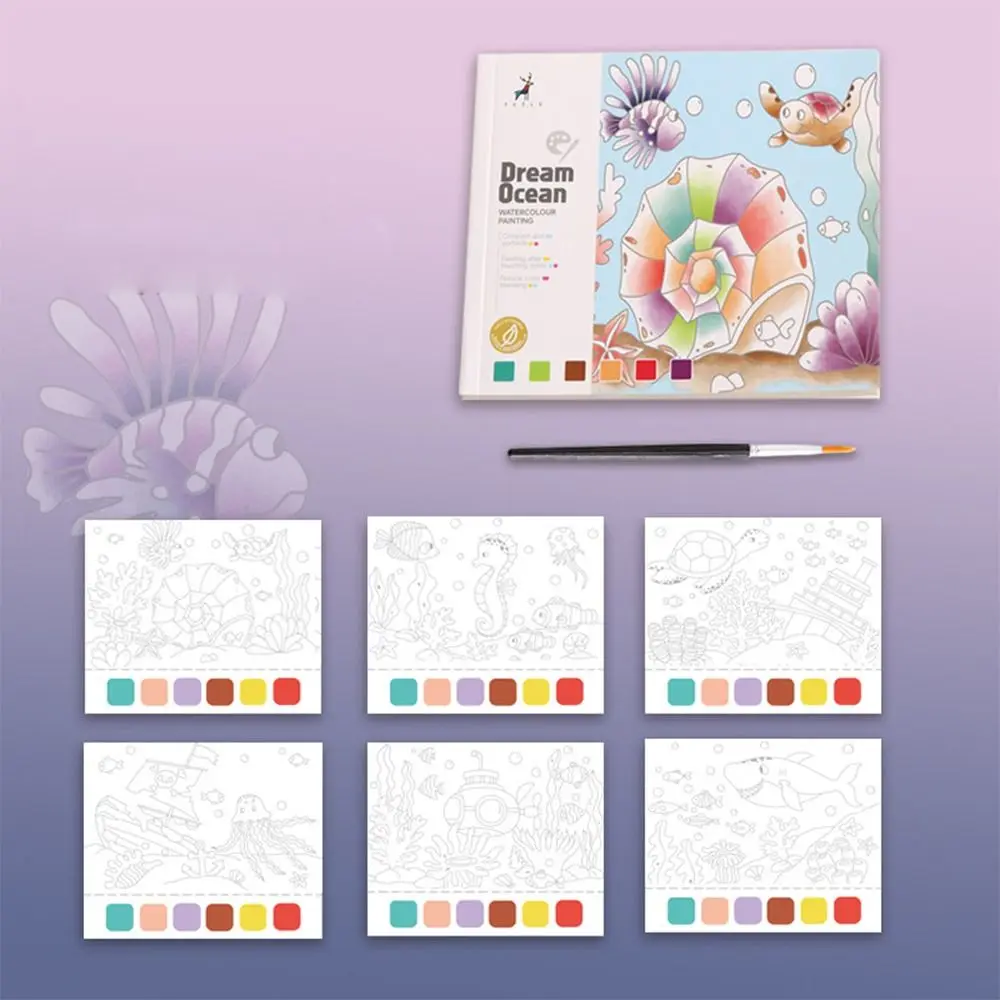 

Set Gouache Art Set Painting Supplies Coloring Books With Paint and Brush Watercolor Paper Drawing Book Blank Doodle Book Set