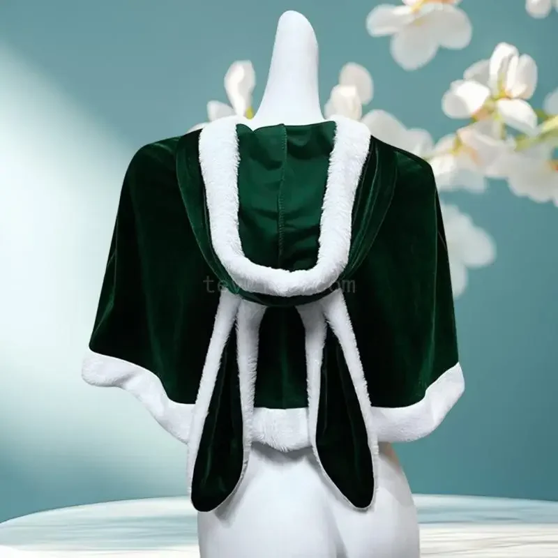 Christmas Capes Shawl with Rabbits Ears Festive Party Wear for Women and Teens Holiday Celebrations Open Front Capes image 3