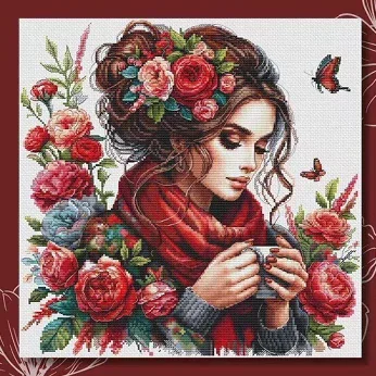 The Girls and Flowers 18CT 16CT 14CT Unprinted Top Quality Cross Stitch Kits Embroidery Art DIY Handmade Needlework Home Decor