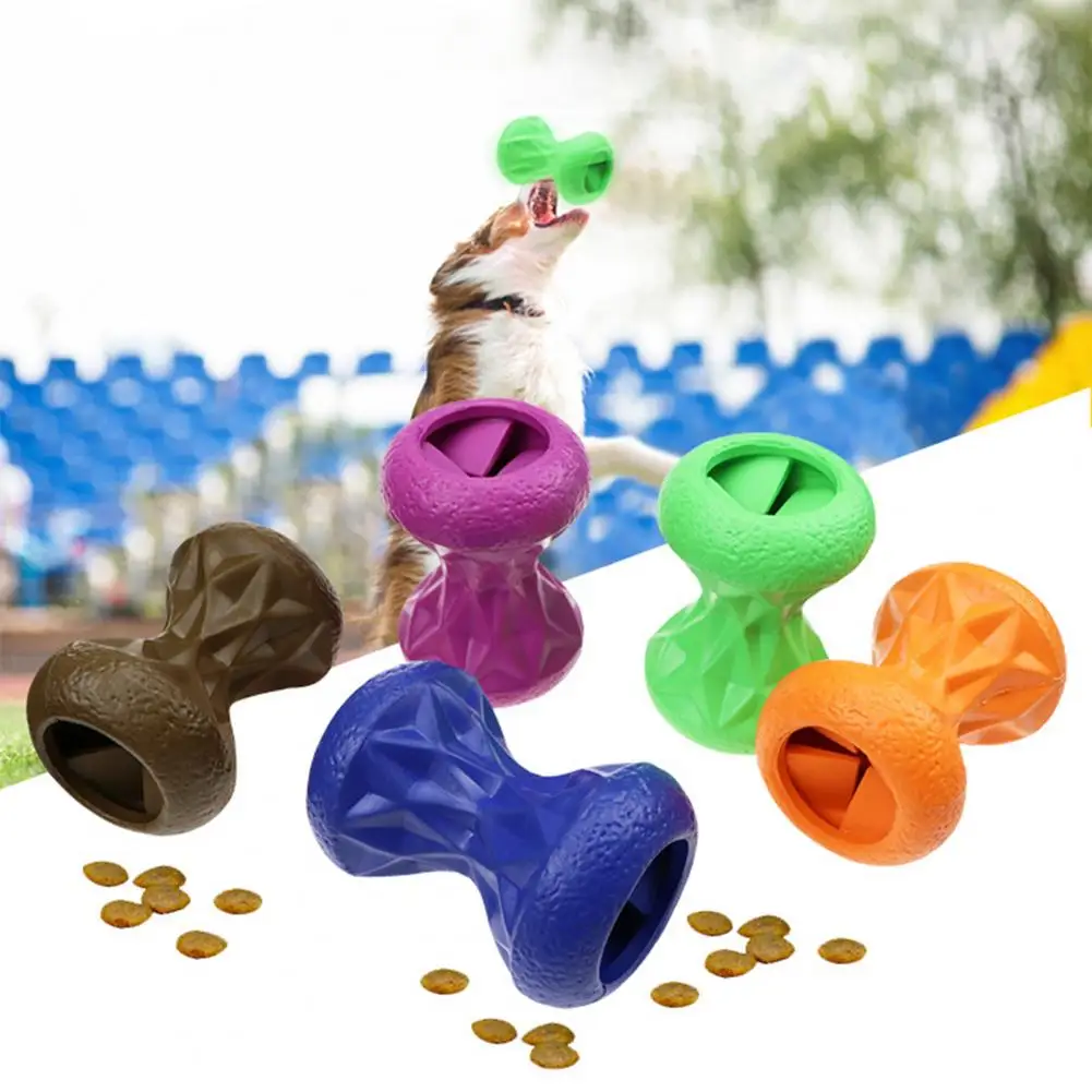 

Interactive Dog Chew Toy Stimulated Dumbbells Bite Resistant with Leak Holes Slow Feeder Pet Dog Toy для собак dog accessories