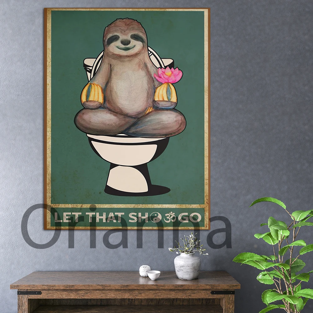 Home Decor Posters Sloth Meditating Funny Sloth Canvas Painting Modern Vintage Animal Wall Art Hd Print Lovely Modular Picture