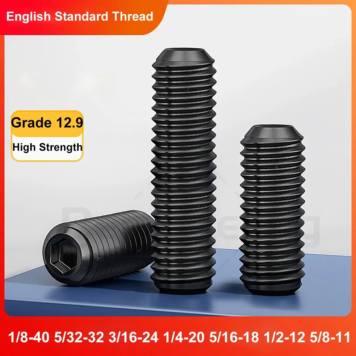

BSW 1/8-40 5/32-32 3/16-24 1/4-20 5/16-18 1/2-12 5/8-11 Grade 12.9 Steel Hex Hexagon Socket Allen Cup Point Grub Bolt Set Screw