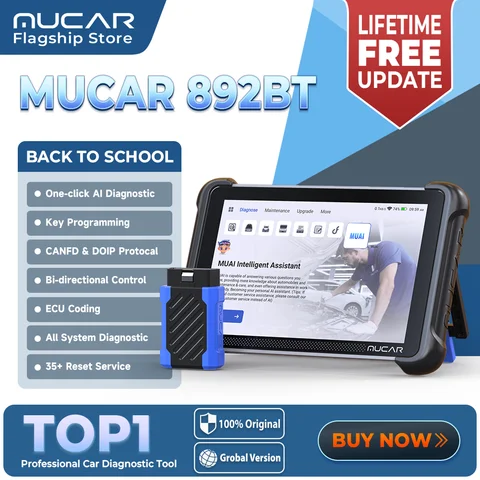 MUCAR 892BT AI  Key Programming  TKEY 101 Automotive Diagnostic Tool Bi directional Obd2 Scanner ECU Coding CANFD DOIP 35 Resets