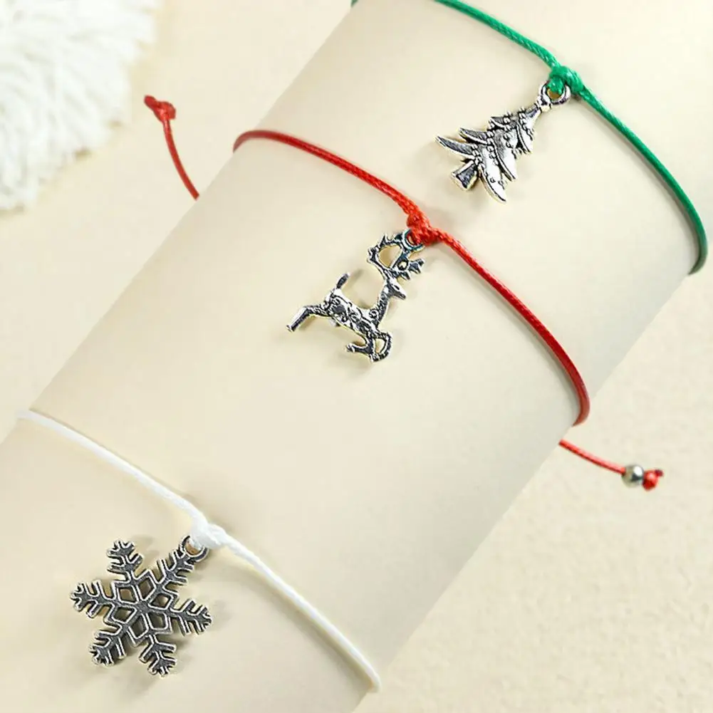 Fashionable Holiday Party Jewelry Christmas Braided String Bracelet Adjustable Handmade Holiday Jewelry Metal for Men for Women