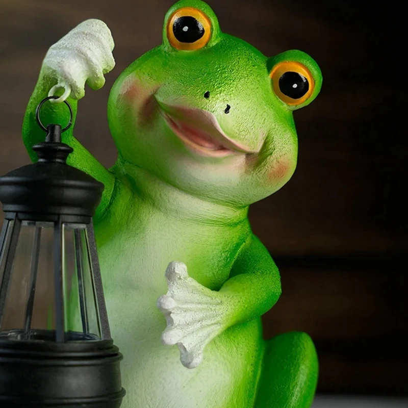 시뮬레이션 개구리 동물 태양광 랜턴 정원 안뜰 집 발코니 현관 레진 장식품-SPMI