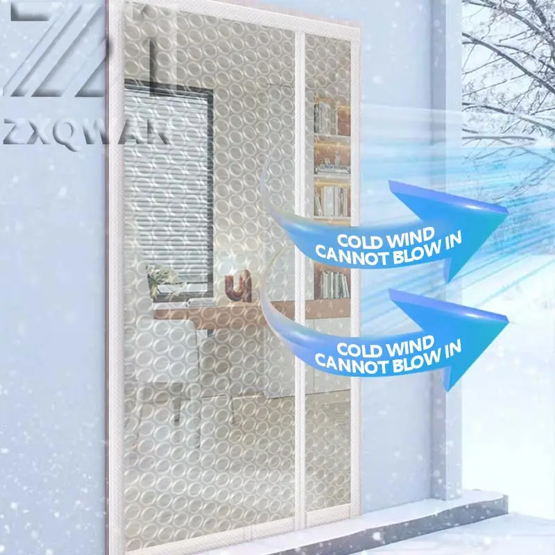 

Side opening bubble windproof partition door curtain, non perforated self-adhesive antifreeze and cold proof partition film