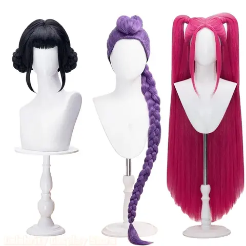 KPO-P Style Synthetic Cosplay Wig Mi-ra Rum-i Zo-e Inspired Long Purple Black Red Heat Resistant Hair Carnival Anime Party