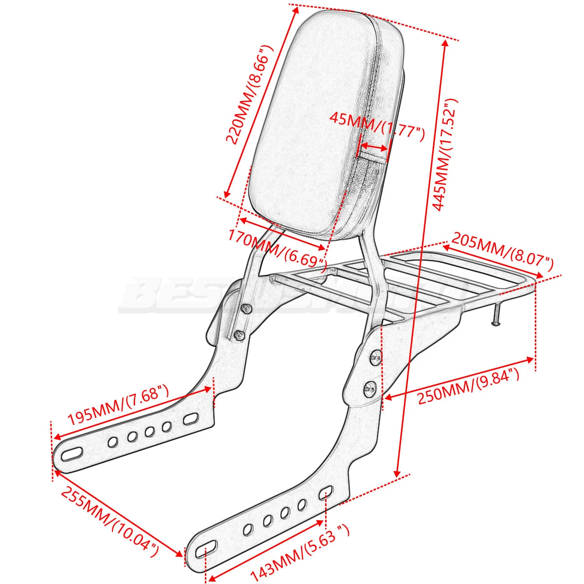 Motorcycle Passenger Backrest Sissy Bar Luggage Rack For Harley Nightster 975 RH975 RH 975 Special 2022 2023 2024 2025 2026 view 2