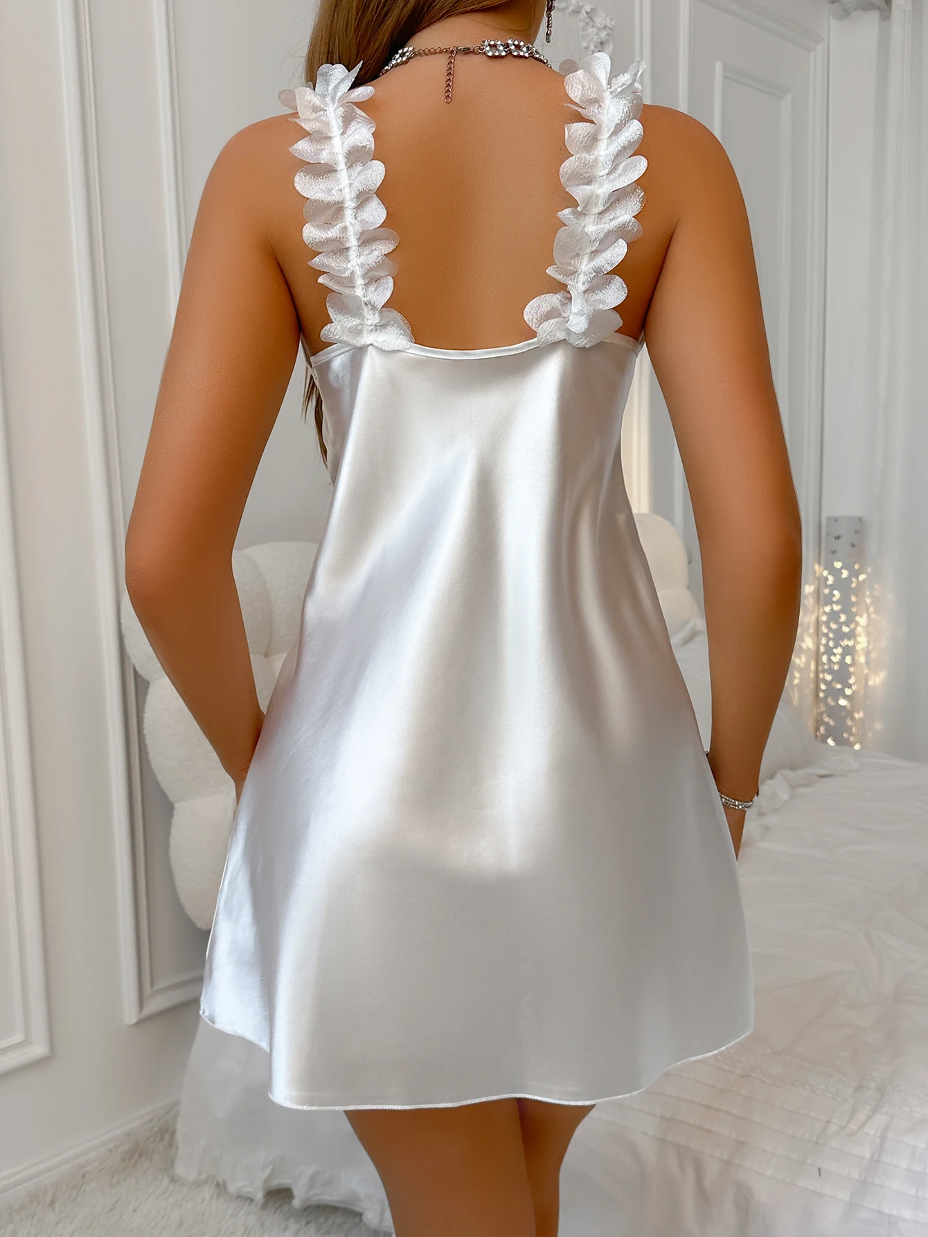 Summer Women's Elegant Lace Nightdress V Neck Sweet Fashion Sleepwear For Daily Comfort