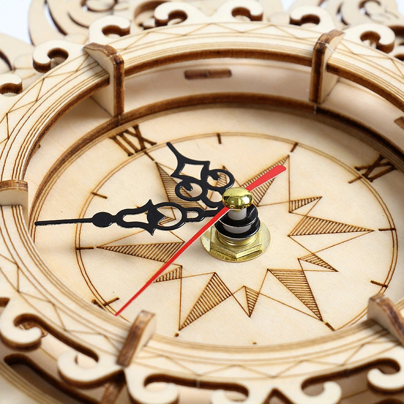 Reloj de pared de madera para adolescentes y adultos, modelo de juguetes de ensamblaje de madera Retro, Kits de bloques de construcción,