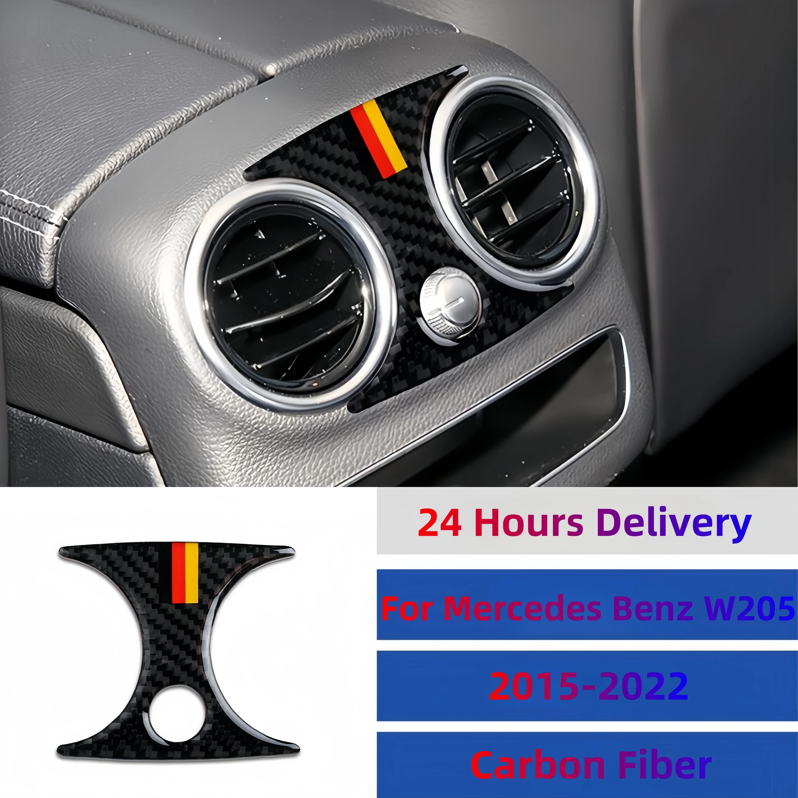 

Carbon Fiber For Mercedes Benz C GLC Class W205 2015-2022 Rear Seat Air Vent Outlet Trim Cover Sticker Car Interior Accessories