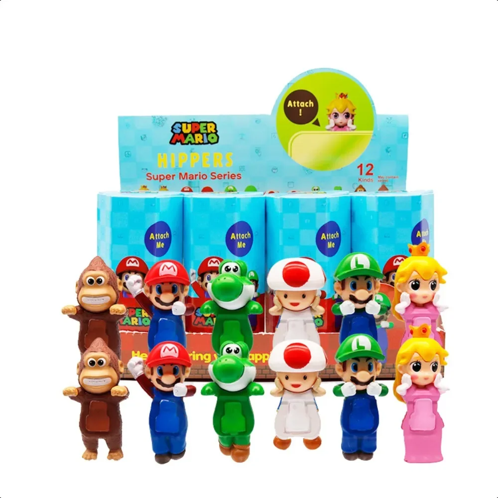 

1-12pc Hot Super Mario Brother Hippers Blind Boxes Anime Figures Car Mobile Phone Accessories Children Dolls Toys Surprise Gifts
