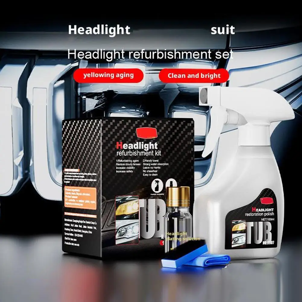 Car Headlamp Repair Spray Anti-Oxidation Coating Car Lamp Polishing Agent Car Headlight Restoration Polishing Kit Auto Accessory