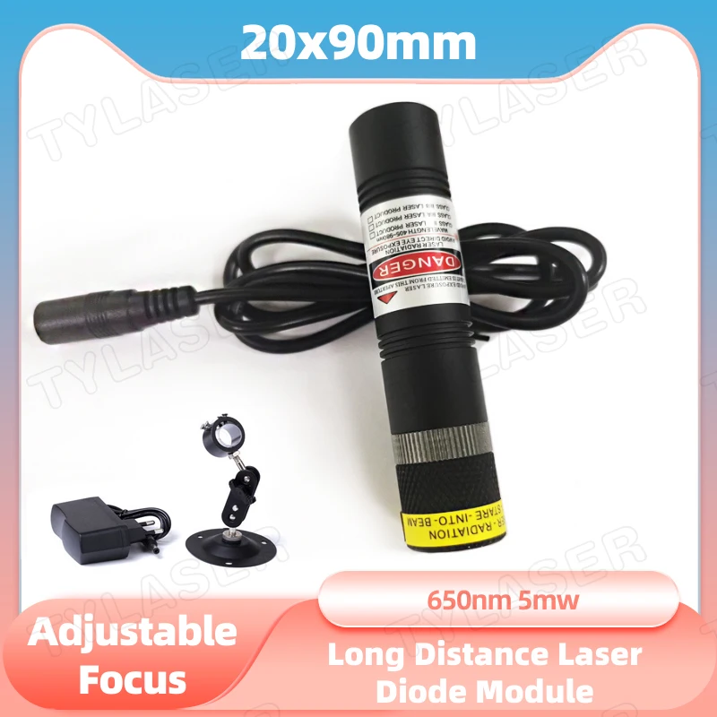 

Focusable 20x90mm Glass Lens 650nm Super Small Red Dot Laser 5mW Round Spot&Point Long Distance Laser Diode Module