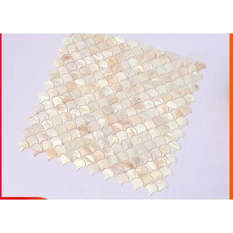 Mosaic light luxury TV cabinet pink fan-shaped shell mosaic