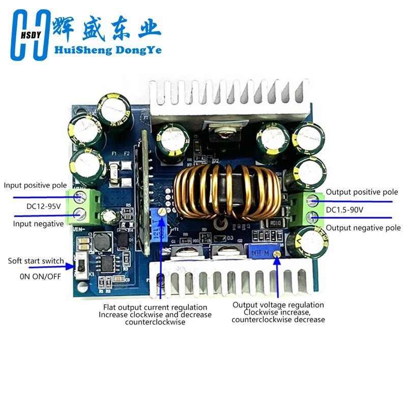 500W CC CV nieizolowany moduł przetwornicy Buck DC12-95V do 1.5-90V regulowany regulator obniżający napięcie moduł prądu stałego