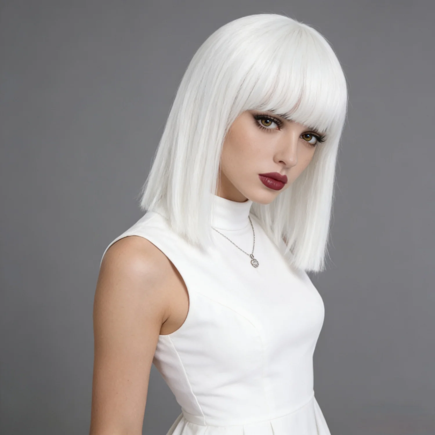 Straight Synthetic Hair Bob Wigs For Women Cosplay White Wig Purple Short Black Wig With Bangs Party Female Layered Wigs