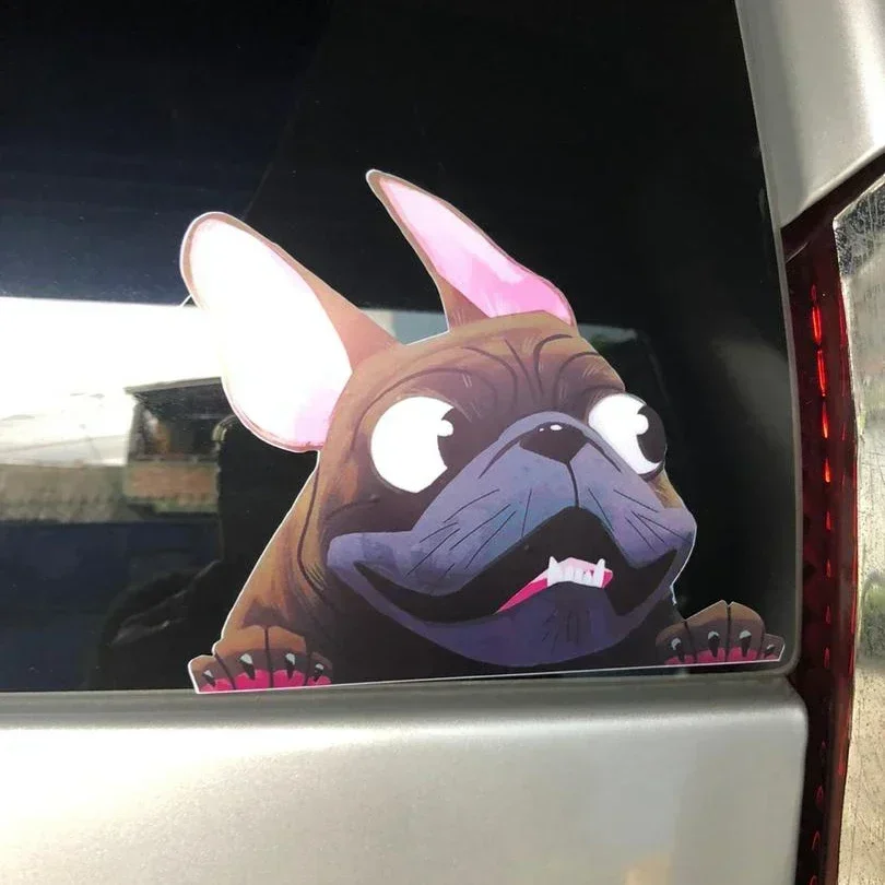 Motorcycle French Bulldog Windscreen Vinyl Decal Decor Waterproof Creative Car Stickers Decoration 12*10cm Styling Cartoon Dog