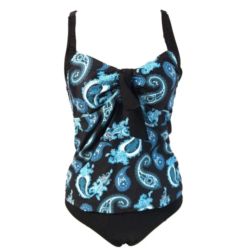 여성용 투피스 수영복 새로운 Tankini Strap 보수적 인 여성용 수영복 Backless Two Piece 수영복