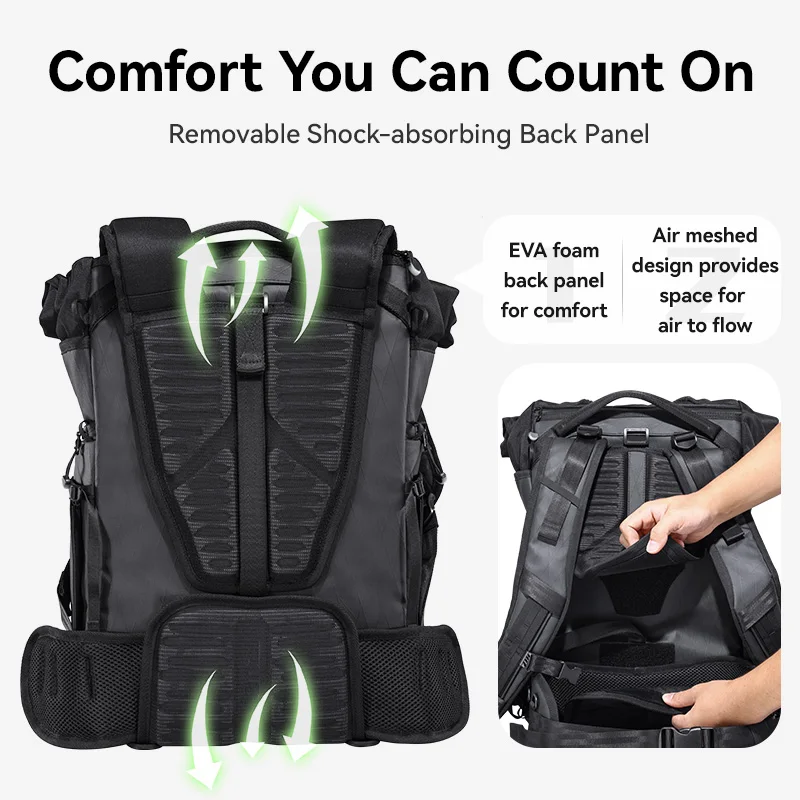 حقيبة ظهر أولانزي للعمل للسفر ، تصوير خارجي ، رحلة قصيرة ، حقيبة كاميرا من القماش الطارد للماء ، سعة 32.64 لتر ، BT01