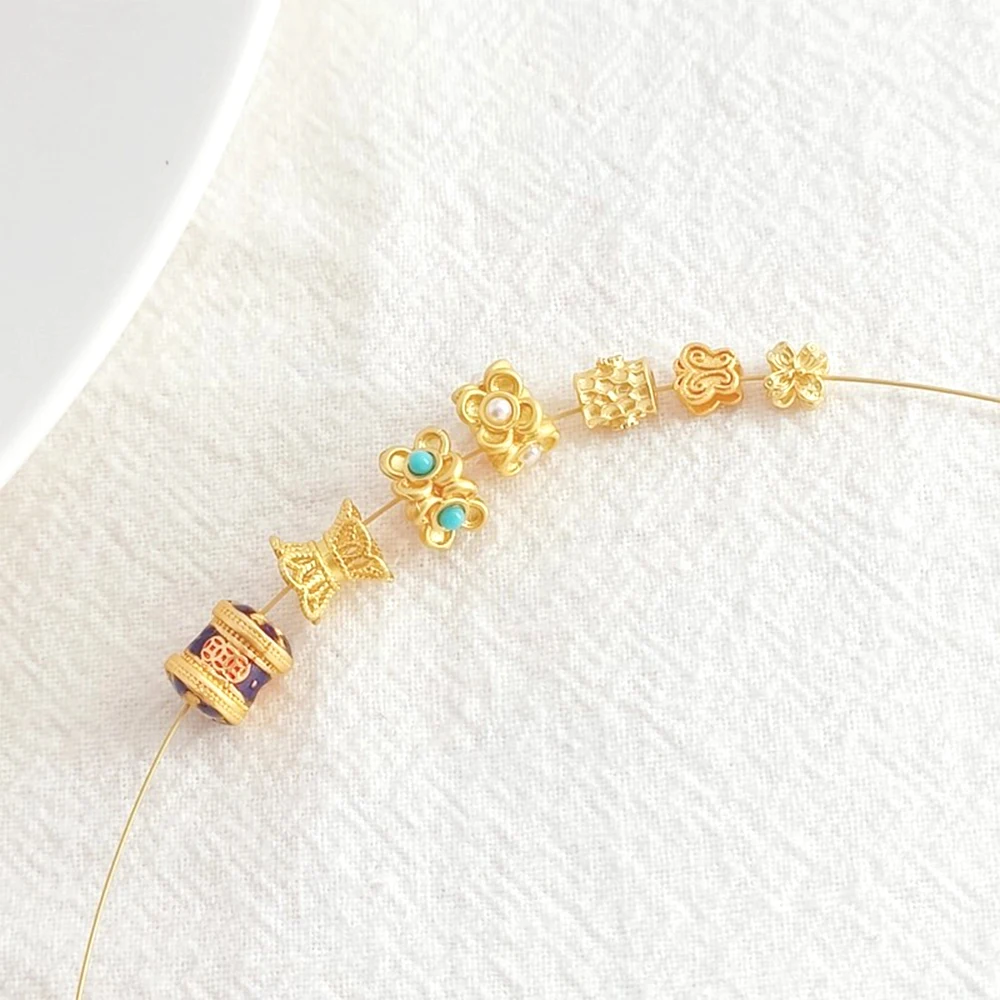 Matte Gold Zircon Inlaid Double Sided Hollowed Out Retro Divider Beads DIY Jewelry Making Necklace Bracelet Accessory Materials