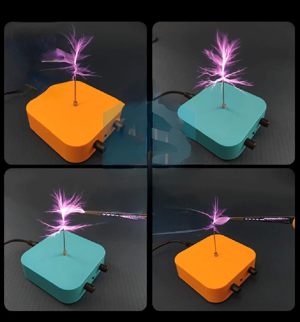 Bluetooth-compatível bobina de tesla musical relâmpago artificial abs capa protetora palma bobina de tesla tensão pulso arco gerador