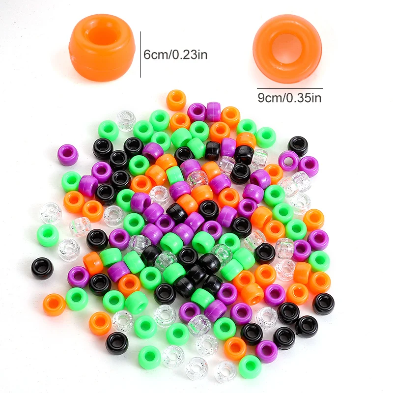 200/500/1000Pcs Halloween Style Acrylic Pony Beads Brcaelet Necklace Making Kit Spacer Beads For Jewelry making Diy Accessories