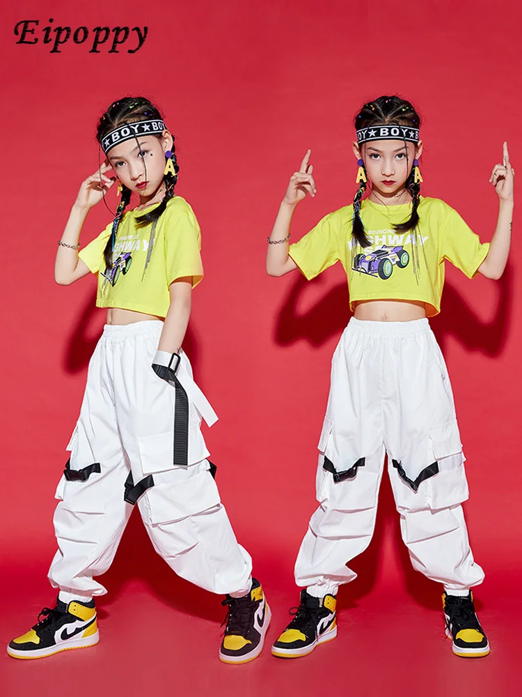 Kostiumy jazzowe dla dzieci tańczące ubrania dla dziewcząt Hip Hop modne ubrania letni przystojny stroje hip-hopowe
