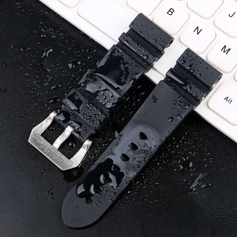 For Panerai parts PARNIS men\'s silicone watch strap Luminor PAM111 441 watch strap High elastic vintage watchband 22mm 24mm 26mm