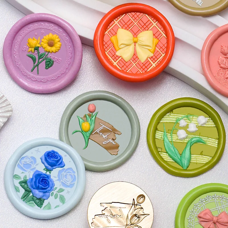 

Retro Wax Seal Stamp Relief Lace Flower Series DIY Sealing Wax Stamp Head for Scrapbooking Wedding Invitation Seal Stamp