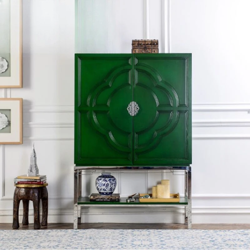American light luxury solid wood porch cabinet neoclassical decorative cabinet South East Asia living room high cabinet