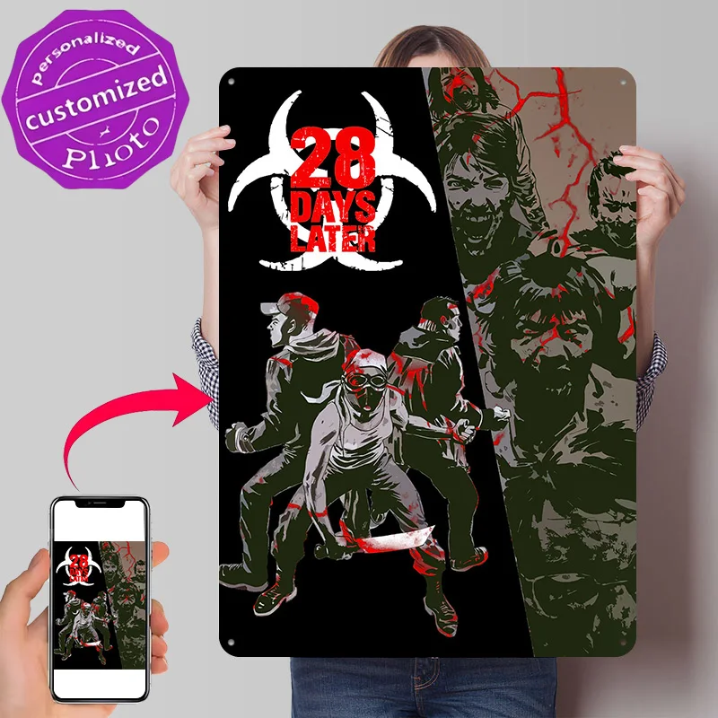 28 Days Later Movie 3D Texture Metal Poster Customized Wall Art Tin Sign Gift for Mancave Decoration Room Decorating Interior